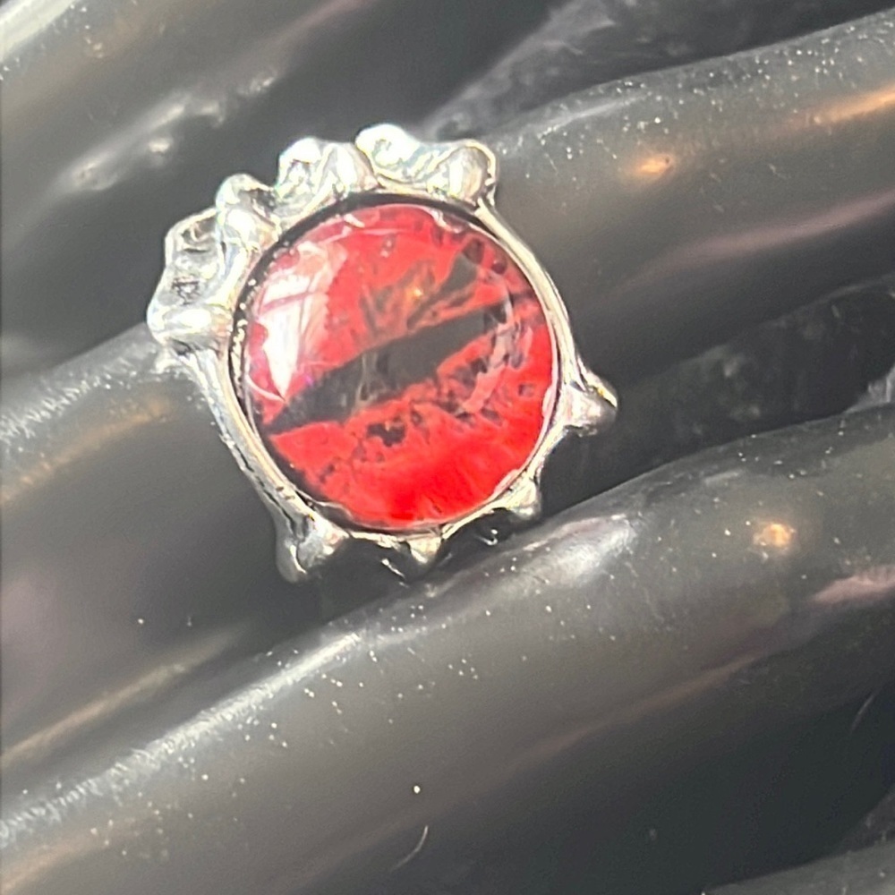 Mens Dragon Alloy Claw Red Evil Eye Ring Size 7 9 Adjustable